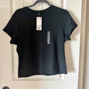 Uniqlo Women’s Black Cropped Baby T-shirt Size XL - New, with Tags
